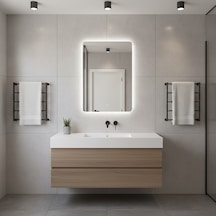 40x60 Cm Modern Kare Led Ayna Dokunmatik, Dim Edilebilir, 6500k Beyaz Işık Beyaz