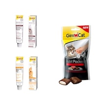 Gimcat Multi-Vitamin Paste 20 G + Gimcat Malt-Soft Extra 20 G + Gimcat Nutri Pockets Sığır Etli Kedi Ödülü 60 G