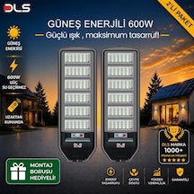 Tr 2'li Paket Dls 600w Güneş Enerjili Solar Sokak Ve Bahçe Lambası, Lifepo4 Bataryalı, Ip66, Hareket Sensörlü, Uz