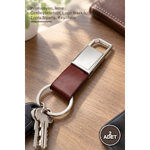 2 Adet Deri Metal Anahtarlık Promosyon, İsme Özelleştirilebilir, Logo Baskılı, Toplu Sipariş, Keychain