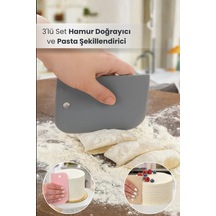 3'lü Set Hamur Doğrayıcı Ve Pasta Şekillendirici Kazıyıcı Set Çok Renkli