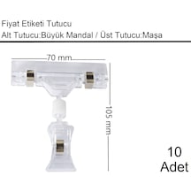 Etiket Tutucu / Maşalı / Büyük Mandal / Şeffaf / 70x105 Mm / 1 Paket:10 Adet