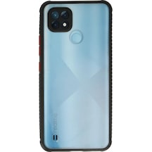 Newface Realme C21 Kılıf Miami Şeffaf Silikon - Siyah Şeffaf Siyah