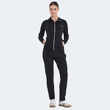 Slazenger REFER Kadın Fermuarlı Dik Yaka Cepli Siyah Eşofman Takımı