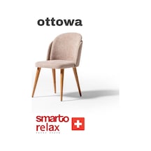 Smarto Relax Ottawa 2'li Yemek Masası Sandalye Seti - Ahşap Ayaklı, Krem Kumaş Pembe & Kahverengi