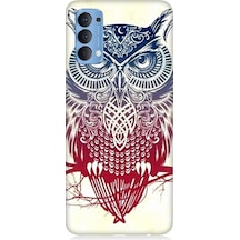 Oppo Reno 4 Uyumlu Mistik Tribal Baykuş Desenli Silikon Kılıf