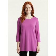 Neden Tekstil Kadın Basic Uzun Kollu Mor Tunik Bluz - Lila