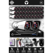 Turkno 32 Kameralı Karia 32 Dış Kamera Set HDD'siz Full HD Gece Görüşlü Güvenlik Kamerası Sistemi