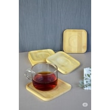 Bambu Serisi 10 Cm Genişlikte Kare 6'lı Çay Bardağı Altlığı 1