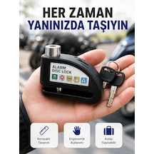 Zenvia Çelik Gövdeli Alarm Disk Kilidi Motosiklet Ve Bisiklet İçin Güvenlik Yeni Nesil Znv2026