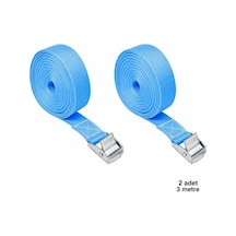 Kargo Bağlama Kayışı 3 Metre Açık Mavi Metal Tokalı 2 Adet
