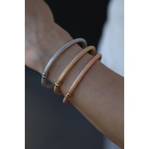 14 Ayar Altın Arpaş Sarı, Beyaz, Rose Mat Simli Üçlü Kelepçe Klpsbr15296 Sarı - Beyaz - Pembe Altın
