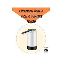 Şarjlı Su Pompası 8000mah Cam Damacana Uyumlu Tek Tuşla Kontrol Usb Şarjlı Otomatik Dolum Gümüş