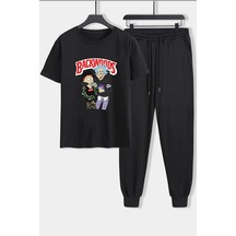 Uyguntarz Unisex Backwoods Baskılı 2'li Eşofman Takımı Siyah