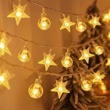3 Metre Özel Tasarım 2li Model Yıldızlı Top Led Işık Pilli Led Işık Yılbaşı Ağacı Işığı Noel Işığı Gün Işığı