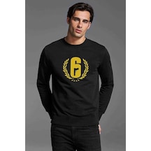 Rainbow Six Gun Baskılı Siyah Erkek Örme Sweatshirt