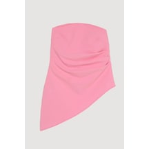 Quzu 25yblz00020 Kadın Volanlı Straplez Bluz Pembe