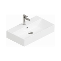 Isvea Sistema Z Tezgah Üstü Kare Lavabo 70x42 cm Slim Batarya Delikli Beyaz 10SF50070