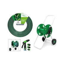 Venoa Meteor Vde40 Kırılmaz Örgülü Tekerlek Makaralı Bahçe Su Hortumu 40 Mt 6 Parça