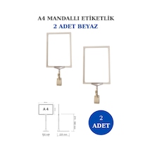 2 Adet Beyaz A4 Mandallı Raf Sepet Etiketi Çerçeveli Etiketlik Beyaz