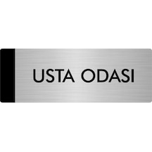 Metal Yönlendirme Levhası, Departman Kapı Isimliği Usta Odası 7x20 Cm Gümüş Renk