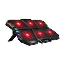 Led Işıklı Ayarlanabilir 7 Kademeli Stand 6 Fanlı Göstergeli Notebook Laptop Soğutucu Turbo Fan