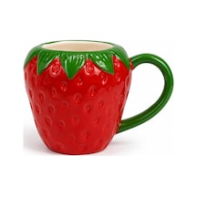 Çilek Tasarım Seramik Kupa Bardak, Büyük Boy Dekoratif Çilek Desenli Mug Kupa, Kahve, Çay Ve Sıcak İçecekler İçin Günlük Kullanıma Uygun Şık Seramik Fincan Beyaz - Çok Renkli