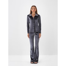 Xint Antrasit Lüks Dokulu Soft Kadife Slim Fit Pantolon 470459