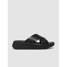Fitflop F-mode Fw5 Hakiki Deri Siyah Kadın Çapraz Bantlı Terlik Siyah