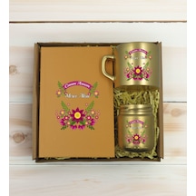 Bk Gift Kişiye Özel İsimli Dtf Anne Temalı Gold Defter & Kahve Fincanı & Mum Hediye Seti-6, Anneye Hediye, Anneler Günü Hediyesi Kobitmeyencom30770 Bk