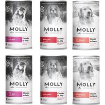 Molly 3 Çeşit Karma Köpek Konservesi 400 G X 6 Adet