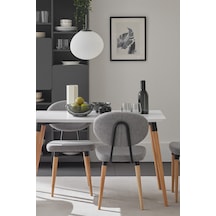 Enza Home Palladio Mutfak Masası, Naturel Ahşap Ayaklı - Beyaz