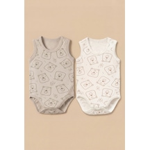 Minory Baby - %100 Pamuk Askılı Ayıcık Motifli Body Set Çok Renkli Çok Renkli