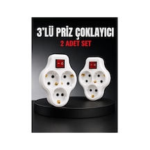 3 Lü Priz Çoklayıcı 2 Adet Set Anahtarlı Kablosuz Duvar Tipi Priz Çoğaltıcı Renkli 1 - 10 M