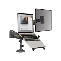 Nb H180-fp Çift Kol Amortisörlü 22"-32" Monitör Tutucu Ve 10"-17" Laptop Standı
