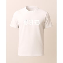 Bad Bunny Bad Baskılı Bad Bunny T-shirtü Beyaz