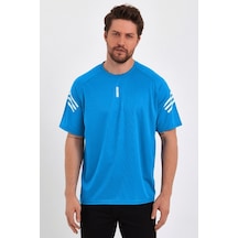 Genius Store Store Erkek Spor Tişört Baskılı Fitness, Antrenman Fit T-shirt Mavi