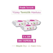 Turco Doğadan Pratik Yüzey Temizlik Havlusu Lotus 3x100 Yaprak 300 Yaprak Beyaz