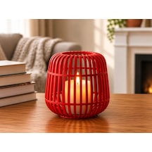 3d Baskı Modern Kafes Tasarımlı Dekoratif Mumluk - Tealight Mumluk, Masaüstü Ev Ve Ofis Dekoru-kırmızı Çok Renkli