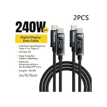 Willowhaven Essager 240w Dokuma Usb C Kablo 2 Adet Macbook Uyumlu Pro 2020 İpad Uyumlu Pro Şarj Kablosu 200cm Gri