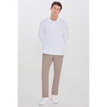 Erkek Vızon Slim Fit Dar Kesim Beli Bağlamalı Yan Cepli Pantolon Vizon