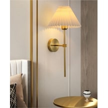 Kablosuz Pilli Aplik Tak Çalıştır Krem Abajur Umbrella Aplik Eskitme Gold Sarı Gold