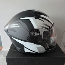 Çenesiz Kask Jk528-1 Mge Vizörlü Mat Siyah Gümüş Xl Mat Siyah - Gri - Gümüş