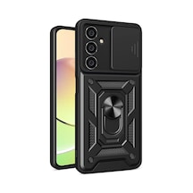 Samsung Galaxy A05s Uyumlu Kılıf Pars Lens Yüzüklü Silikon - Siyah