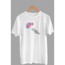 Daksel Beyaz Renk Basic Panda Balon Baskılı Erkek T-shirt Dks4548