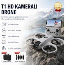 Gri T1 Hd Kameralı 360 Dönüşlü Taşınabilir Kompakt Drone-1689