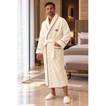 Varol Elegant Beyaz Erkek Bornoz Yüksek Gramajlı, Uzun Kesim, Şal Yaka