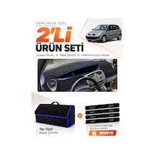 E-biz Renault Scenıc 2 2003-2009 Uyumlu Torpido Örtüsü + Tay Tüyü Çanta - Siyah-mavi - Re044