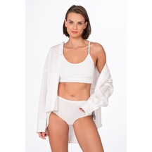 Kadın Pamuklu Yüksek Bel Bato Modal Külot Ekru K23922 Ekru