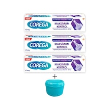 Corega Maximum Kontrol Diş Protezi Yapıştırıcı 3 x 40 G + Protez Kabı